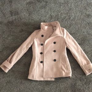 H&M Light Pink Peacoat with Brown Buttons